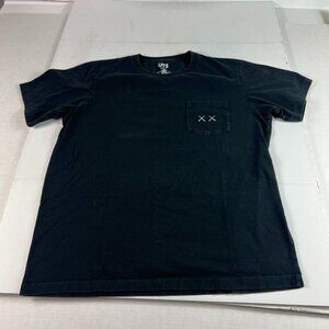 Uniqlo Kaws Sesame Street Shirt Adult Large Black Faded Graphic Pocket Tee
